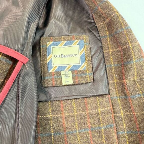 G.H. Bass & Co Blazer Women Small Brown Plaid Wool Academia  Preppy Old Money - Picture 2 of 7